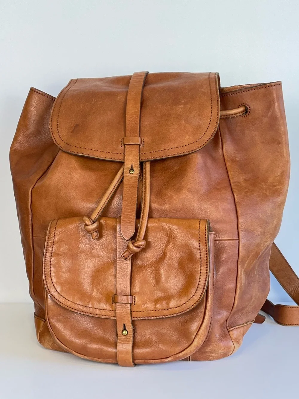 Madewell “ The Transport Rucksack”Cognac Leather Backpack with Front Pocket